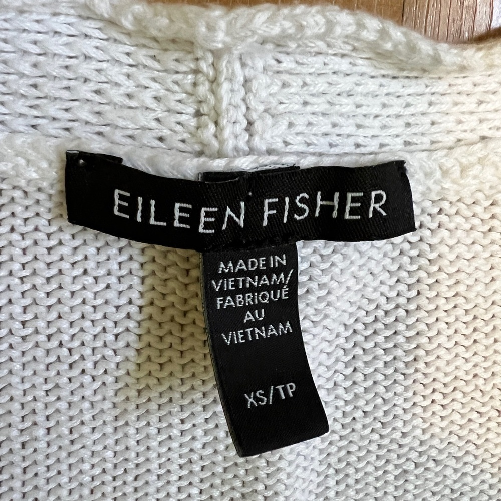 Eileen Fisher White Organic Linen Cotton Cardigan sz XS